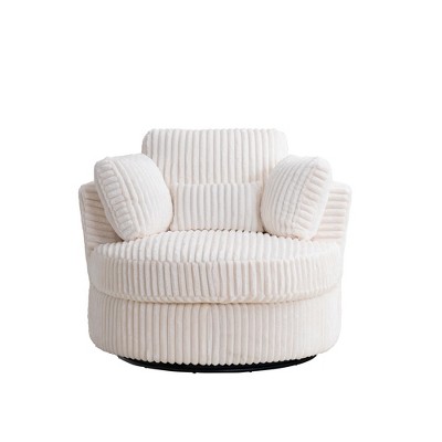 Dolonm 360° Swivel Accent Chair: Plush Corduroy, 400lb Capacity, Reversible Cushions & 4 Pillows for Living Room