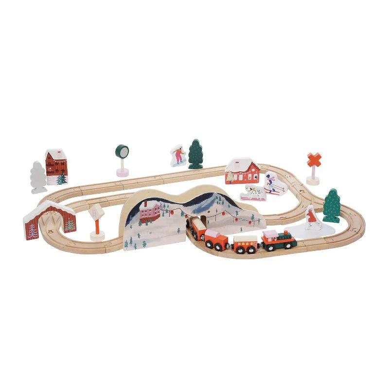 Manhattan Toy Alpine Express 49-Piece Wooden Toy Train Set with Scenic Accessories for Toddlers 3 Years and Up, 1 of 7