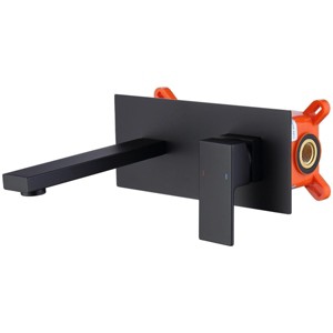 ChicFurnit Bathroom Sink Faucet Wall Mount Single Handle with Brass Rough in Valve for Bathroom, Black, 12.2"*10.43"*5.12" - 1 of 4
