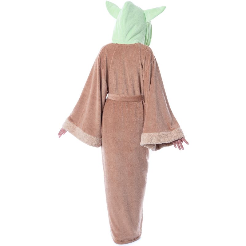 Star Wars The Mandalorian Grogu Baby Yoda Costume Adult Robe Hooded Bathrobe Brown, 4 of 7