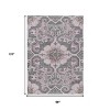 HomeRoots 8' X 10' Pink And Charcoal Damask Washable Indoor Outdoor Area Rug - 3 of 4