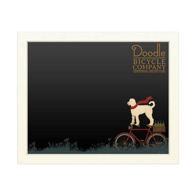 Trademark Fine Art Functional Chalkboard with Printed Artwork - Ryan Fowler 'White Doodle on Bike Summer' Chalk Board Wall Sign
