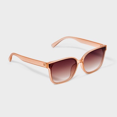 Women's Shiny Plastic Rectangle Sunglasses with Gradient Lenses - Universal Thread Pink Tort - image 2