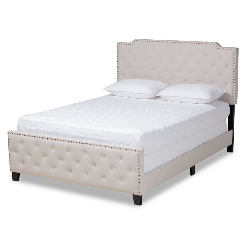 Marion Fabric Upholstered Button Tufted Panel Bed - Baxton Studio, 1 of 9