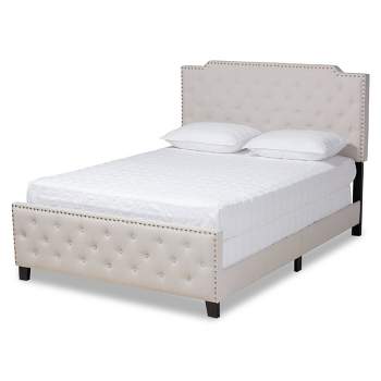 Marion Fabric Upholstered Button Tufted Panel Bed - Baxton Studio