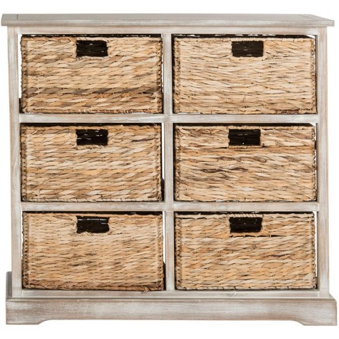 Safavieh Keenan 6 Wicker Basket Storage Chest Distressed White