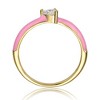 Guili Kids/Teens 14k Yellow Gold Plated with Cubic Zirconia Heart Solitaire Pink Enamel Ring, size 5 - 2 of 4