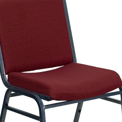 Burgundy Patterned Fabric Armless Stacking Reception Chair