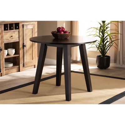 Ela Dark Brown Round Wood Dining Table with Splayed Legs