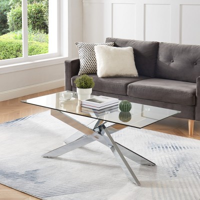 Probe Hues Rectangular Coffee Table With Glass Top