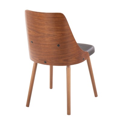 Anabelle Walnut Wood and Brown Faux Leather Side Chair Set