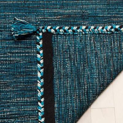 Coastal Charm Handwoven Cotton Blue Square Area Rug