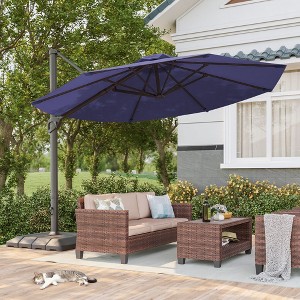 Sonkuki 11FT Outdoor Cantilever Patio Umbrella w/Base and Aluminium Pole, 360° Rotation and Infinite Canopy Angle Adjustment - 1 of 4