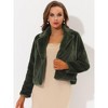 Allegra K Women's Cropped Notch Lapel Open Front Faux Fur Fluffy Coat - 2 of 4