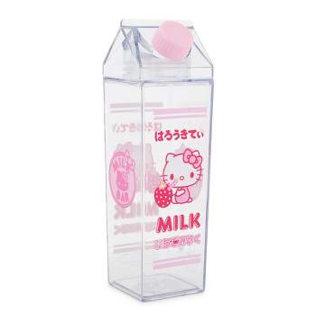 Silver Buffalo Sanrio Hello Kitty Strawberry Plastic Milk Carton Bottle | Holds 16 Ounces