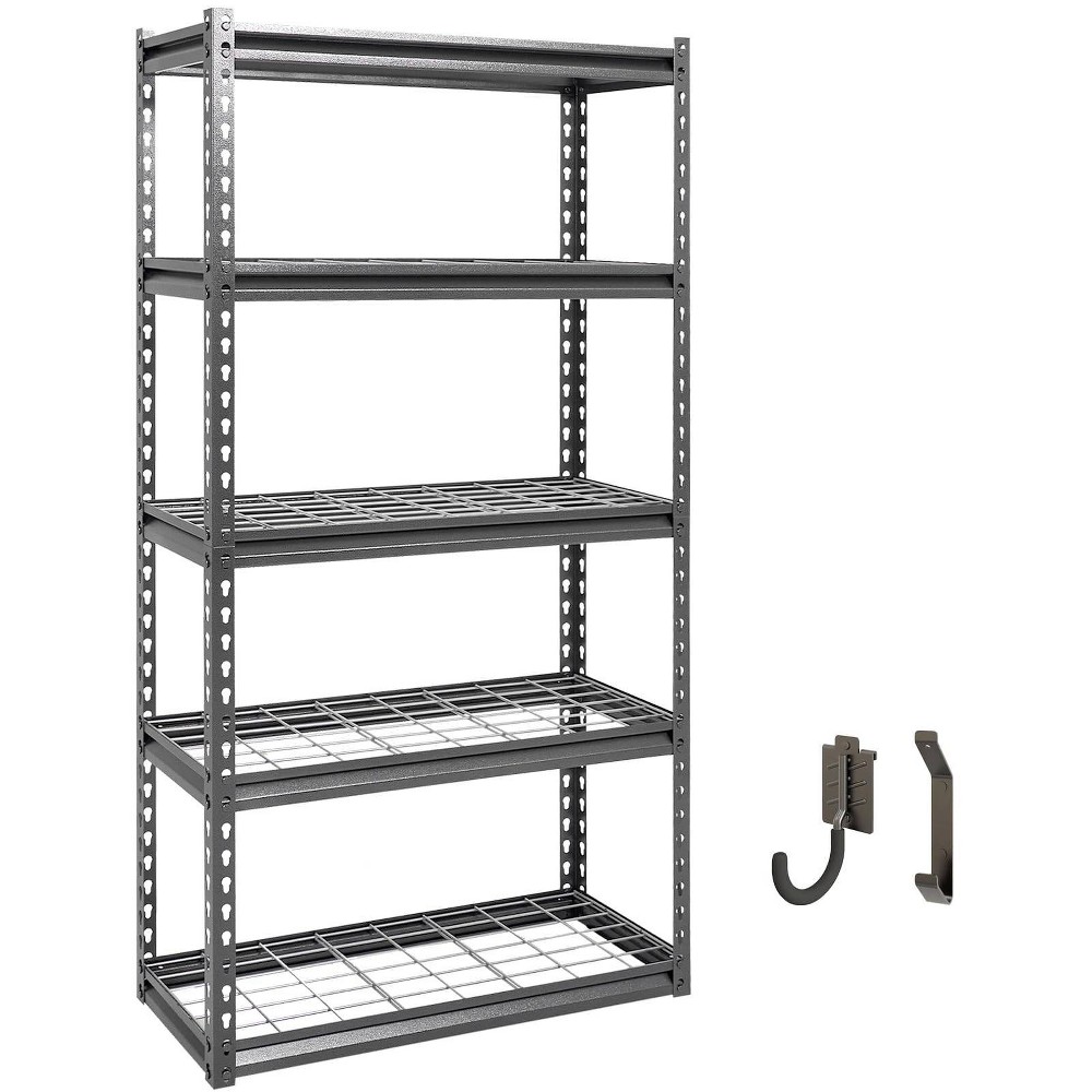 Atlas Shelving 5-Tier 30"x12"x60" Steel Boltless Shelving Load 2500lbs with Wire Deck Hammertone: Adjustable Rust-Resistant Storage Racks