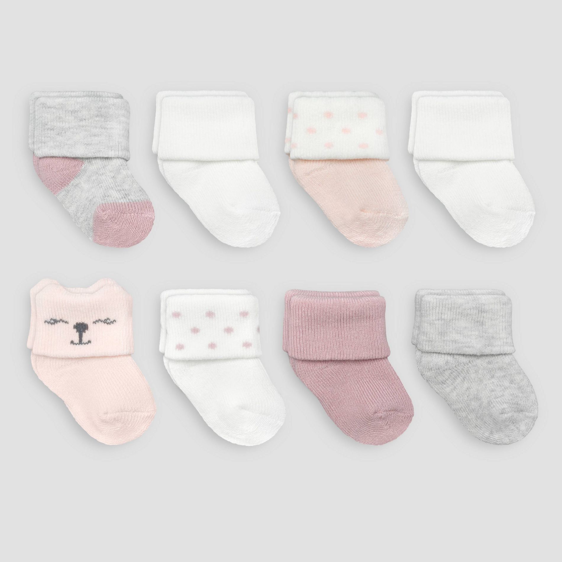 Carter's Just One You® Baby Girls' 8pk Terry Ankle Socks- Pink/Ivory 0-3M