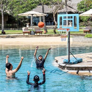 YONWAY Poolside Basketball Hoop Stand, 36.5"-48.5" Height Adjustable Portable Hoop System w/ Clear Backboard & Fillable Base for Whole Family - 1 of 4