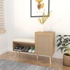 ACEPANO 39.37 in. W WModern 2-in-1 Wicker Shoe Cabinet with 2 Adjustable Shelves & Removable Washable Seat Cushion-Natural - 3 of 4