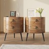 Round End Table with Drawer, Modern Nightstand with Storage Shelf, Wooden Accent Side Table with Metal Legs for Living Room or Bedroom - 3 of 4
