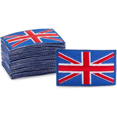 Okuna Outpost 24-Pack UK Flag Iron On Patches, United Kingdom Flag Patch for Sewing (3 x 1.9 in)