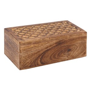 Mela Artisans Carved Scallop Handcrafted Box in Medium Burnt Finish - Medium - 1 of 4