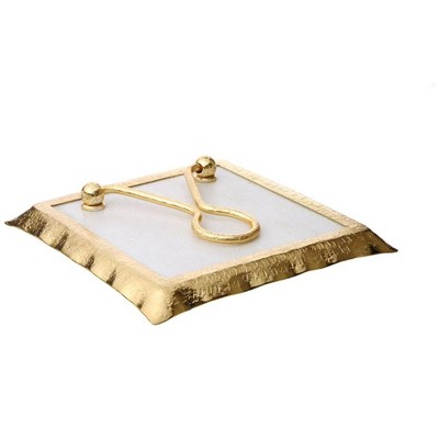 Classic Touch Square Marble Napkin Holder With Gold Rim