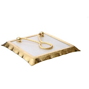 Classic Touch Square Marble Napkin Holder With Gold Rim - 1 of 3
