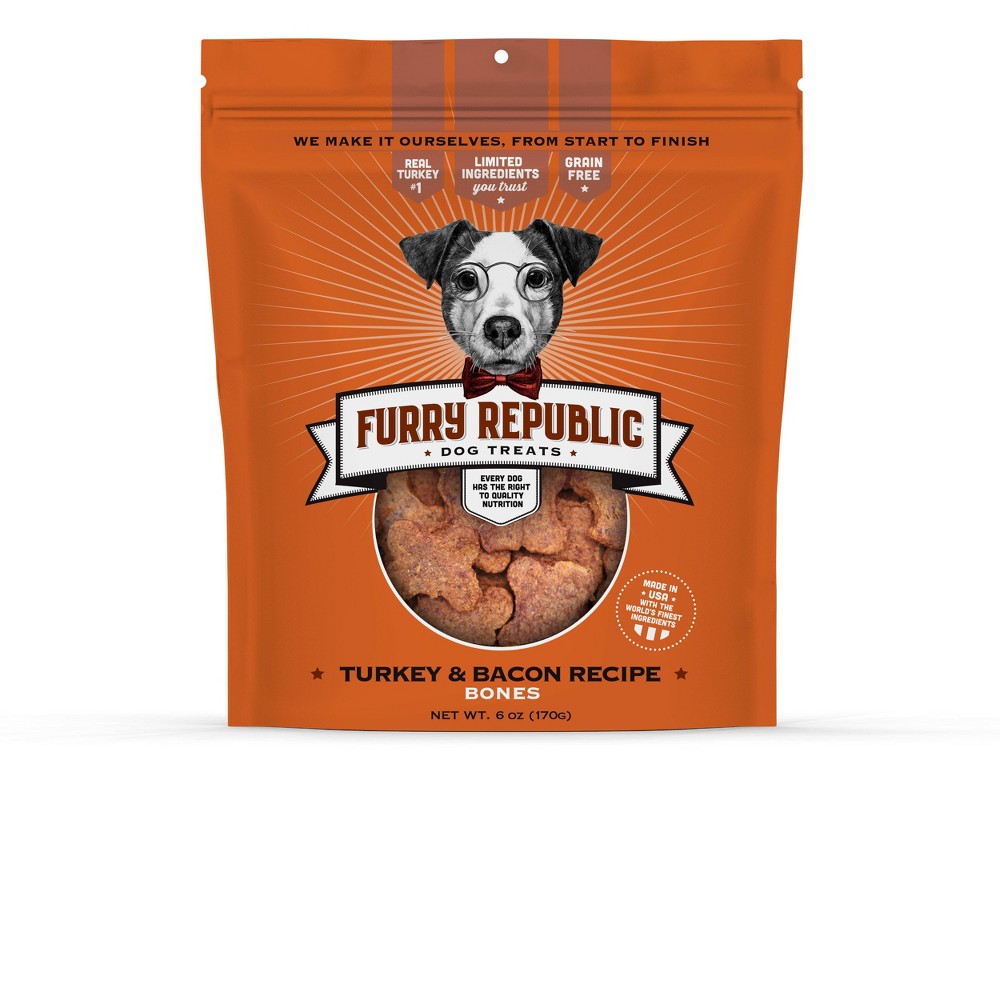 Photos - Dog Food Furry Republic Bones Pork and Bacon Recipe Chewy Dog Treats - 6oz Bag