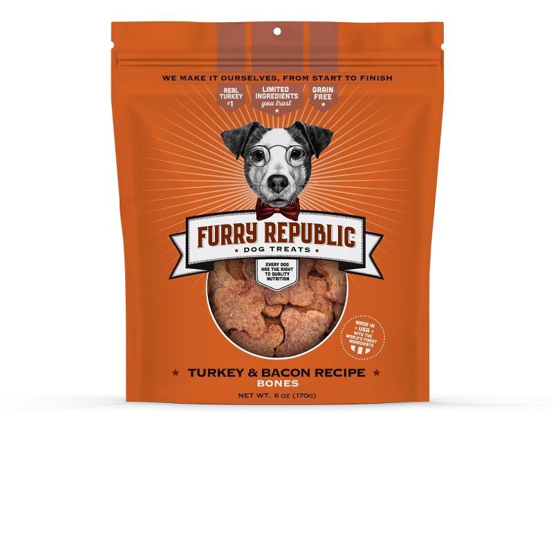 Furry Republic Bones Pork and Bacon Recipe Chewy Dog Treats - 6oz Bag, 1 of 7