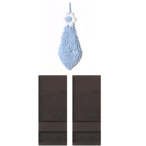 REGALWOVEN 3 Pcs Soft Absorbent Hand Towel Bathroom Decorative Set - 1 of 4