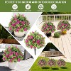 2PCS Artificial Topiary Boxwood Ball Trees with Spike UV Resistant Faux Round Topiary Shrub Plant with Silk Flowers for Porch Outdoor Christmas Decor - 4 of 4