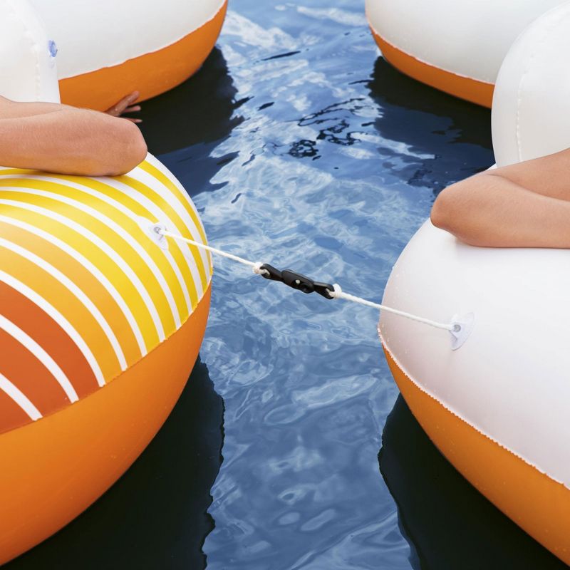 Bestway 43399E Hydro-Force Sunkissed Pool, Lake, River, Beach Inflatable PVC Clasp N Go Inner Tube Ring Float with Cup Holder, Orange and Yellow, 3 of 7