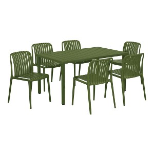 WestinTrends Playa 7-Piece Outdoor Patio Dining Table Set With Stackable Patio Chairs - 1 of 4