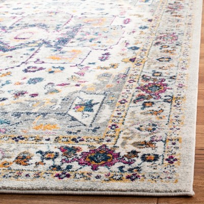 Ivory and Grey Round Hand-knotted Synthetic Area Rug