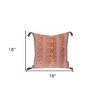 HomeRoots 18" Pink and Orange Cotton Throw Pillow with Tassels - 3 of 4