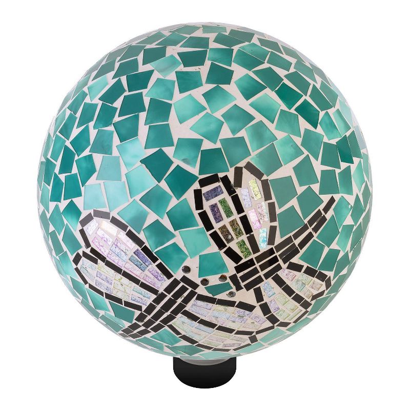 12&#34; x 10&#34; Indoor/Outdoor Dragonfly Duo Glass Gazing Globe Turquoise - Alpine Corporation, 5 of 6