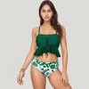 Anna-Kaci Swim Women's Peplum Lace-Up Tankini Top and High Waist Floral Print Bikini Bottom Two-Piece Swimsuit - 2 of 4