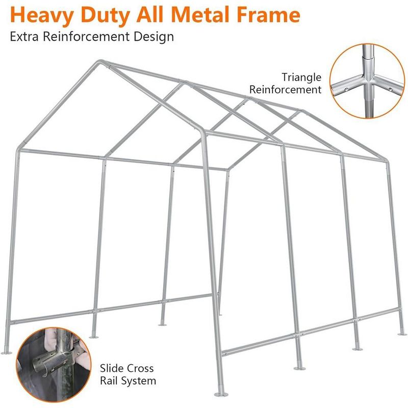 Outdoor Carport Storage Tent Garage Heavy Duty Shed Car Shelter Canopy, 4 of 7