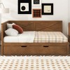 NicBex Twin Size Daybed with Trundle Wooden Frame Day Bed with Rustic Guardrail for Living Rooms - 3 of 4