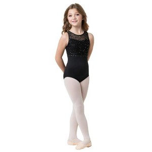 Girl's Dance Leotard Danz N Motion 22102C Bella Sparkle Front and Open Back Jazz Ballet - 1 of 4