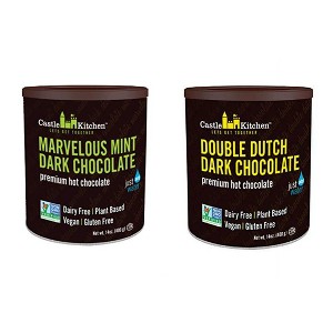 Castle Kitchen Natural Hot Cocoa Mix Variety Pack - Dairy-Free, Vegan - Just Add Water - 2 Pk (Double Dutch & Marvelous Mint Dark Chocolate) 14 oz Ea - 1 of 4