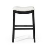 HomeRoots 31" White and Black Fabric and Solid Wood Backless Bar Height Bar Chair - 4 of 4