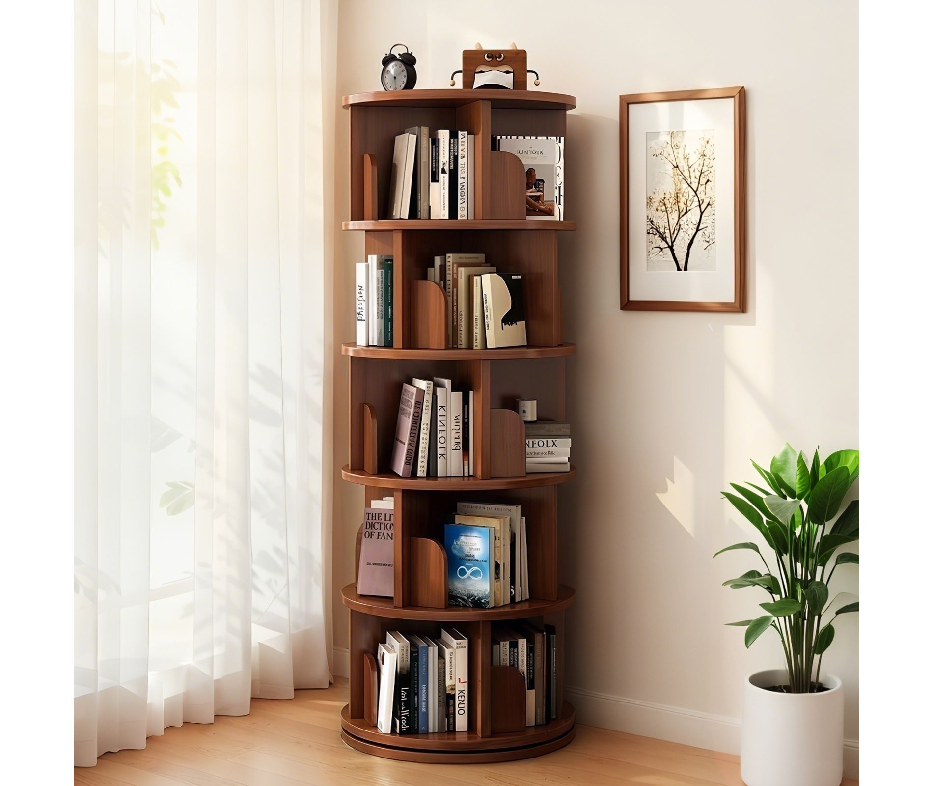 Bellemave Rotating Bookshelf, 360¡ã Display Round Stackable Spinning Bookshelf, Revolving Round Book Shelf, Space-Saving