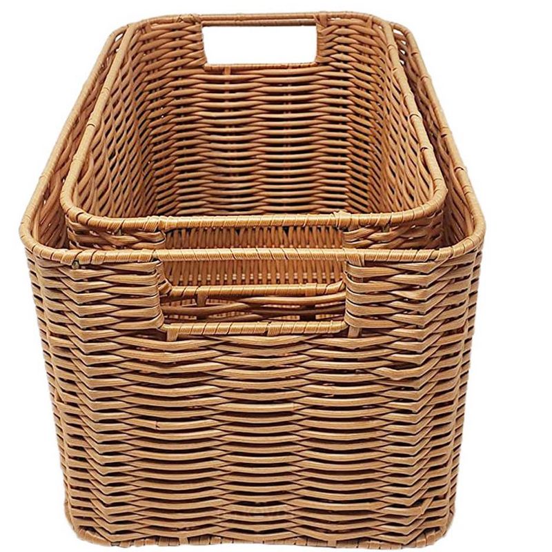 KOVOT Woven Wicker Storage Baskets with Built-in Carry Handles - 12"L x 8"W x 7"H & 11"L x 7"W x 7"H (2-Pack), 5 of 7