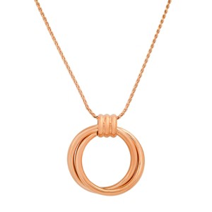 Steeltime Ladies stainless steel double ring necklace. Color Options: Silver, Rose Gold - 1 of 3