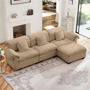 NicBex L-Shaped Sectional Sofa Large and Deep 3-Seat Sofa Couch with Storage Seats and Storage Ottomans, Modern Velvet Sofa with Soft Backrest - 1 of 4