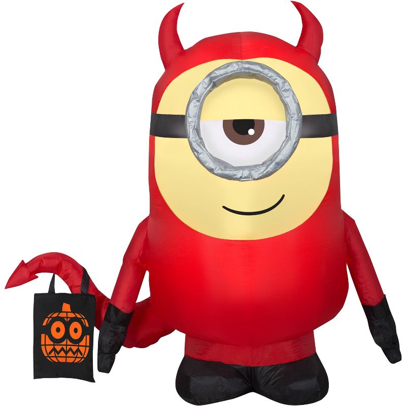 Gemmy Airblown Inflatable Minion Stuart in Devil Costume, 3.5 ft Tall, Red, 1 of 5