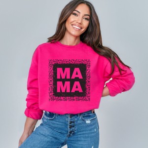 Simply Sage Market Leopard Mama Square Sweatshirt - M - Raspberry - 1 of 4