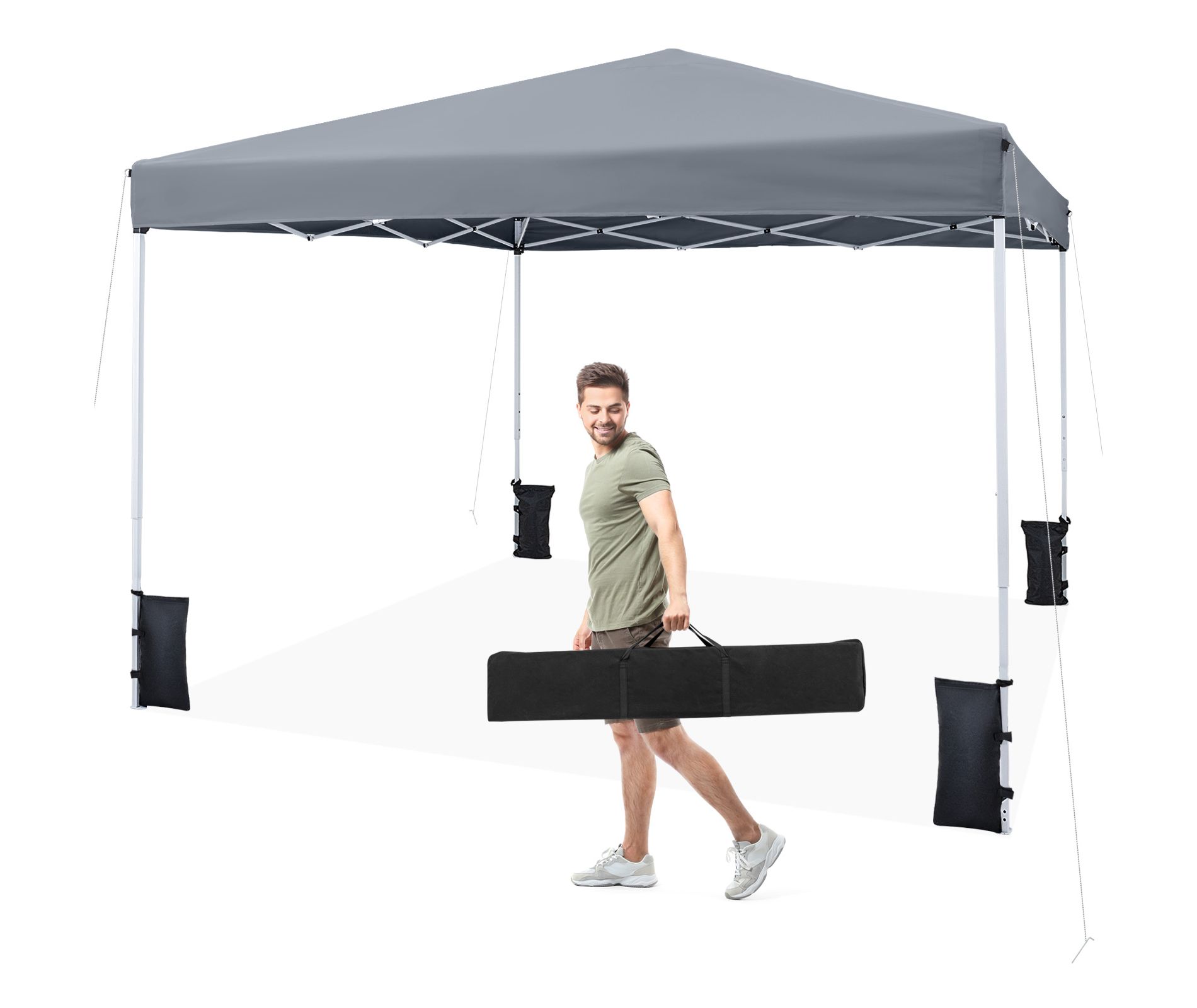 Costway 10 x 10 FT Pop up Canopy Tent w/Carrying Bag 4 Sandbags 8 Stakes 4 Wind Ropes